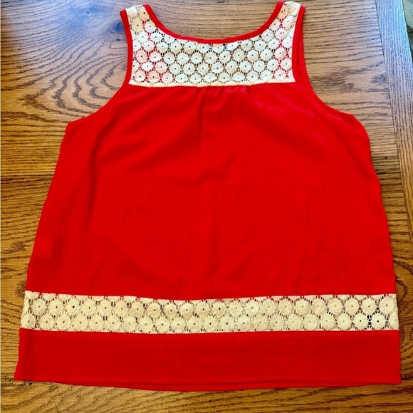 CHLOE K tank top blouse sleeveless red size small lace - Picture 4 of 5